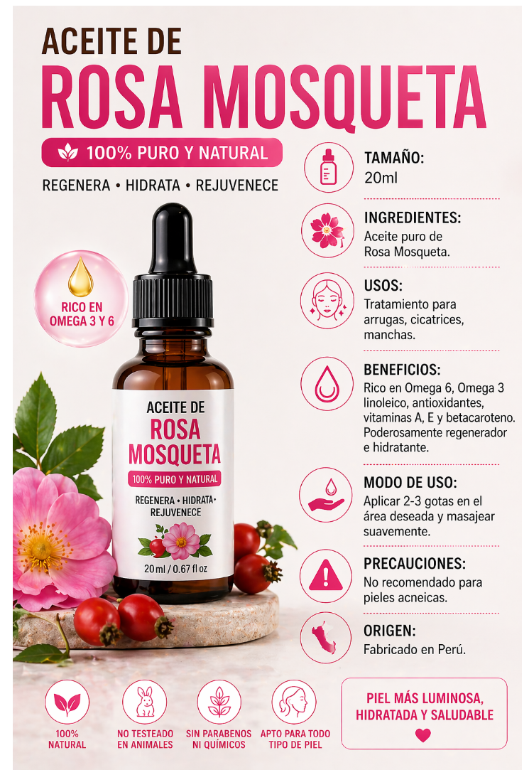 RoseSkin™ Aceite de Rosa Mosqueta 2x1 Adiós manchas.